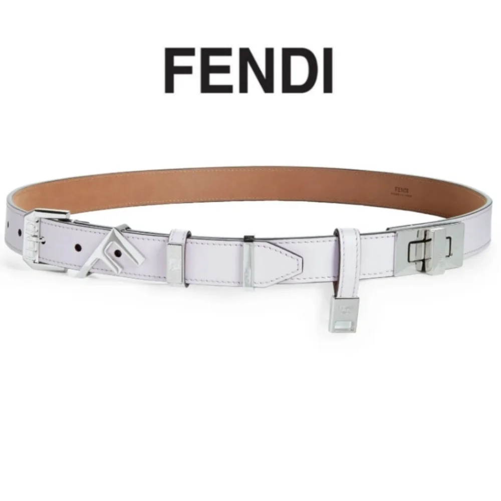 New FENDI Rare Multi Buckle Calfskin Leather Belt Made in Italy